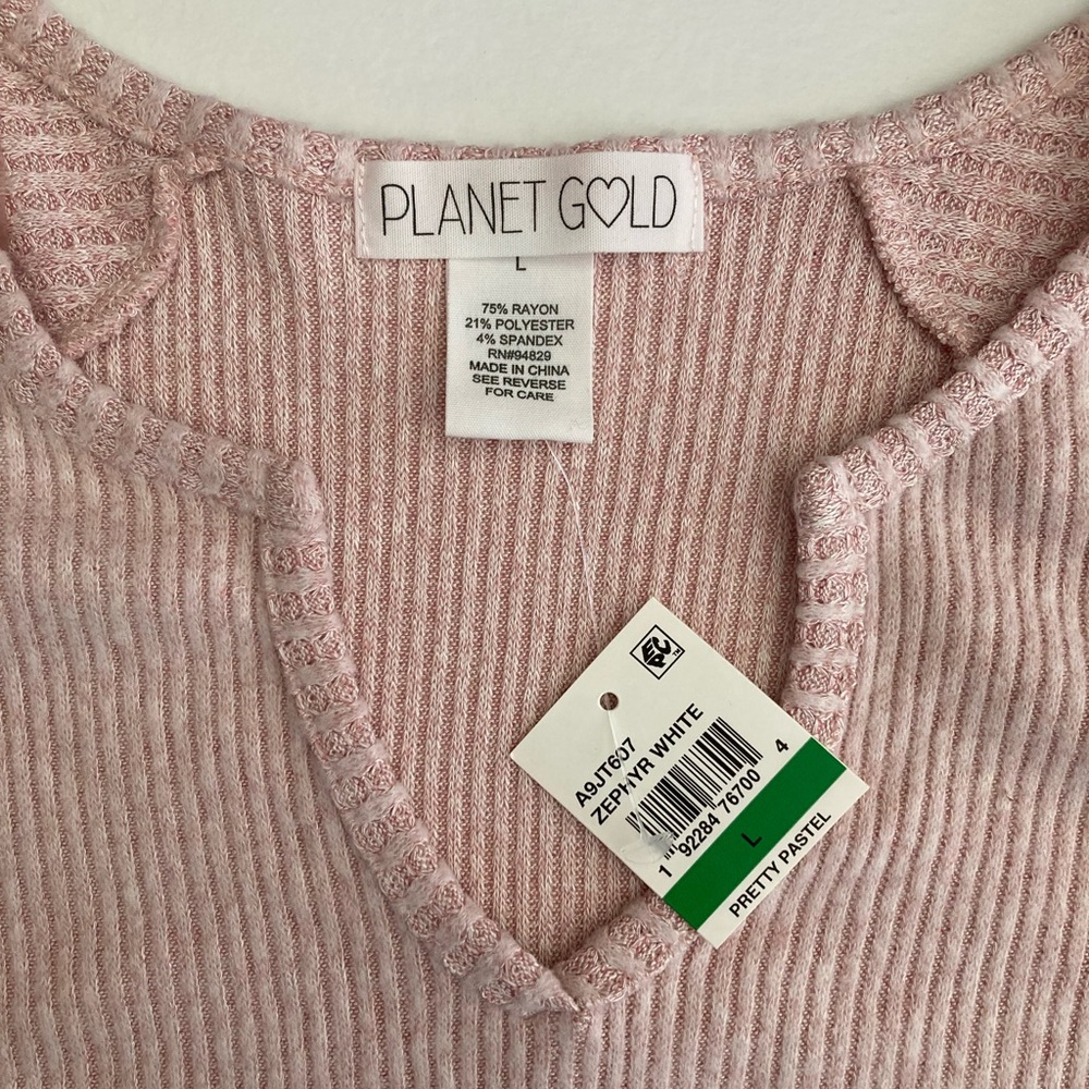 Planet Gold | NWT Women’s Super Soft Ribbed Long Sleeve Top - Picture 4 of 6